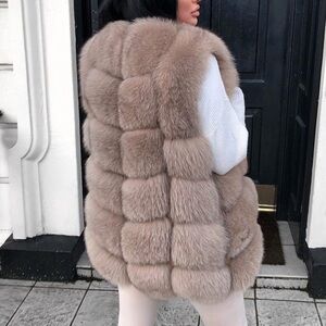 Real fox fur ! Elegant Tan Fur Vest! Like new!
